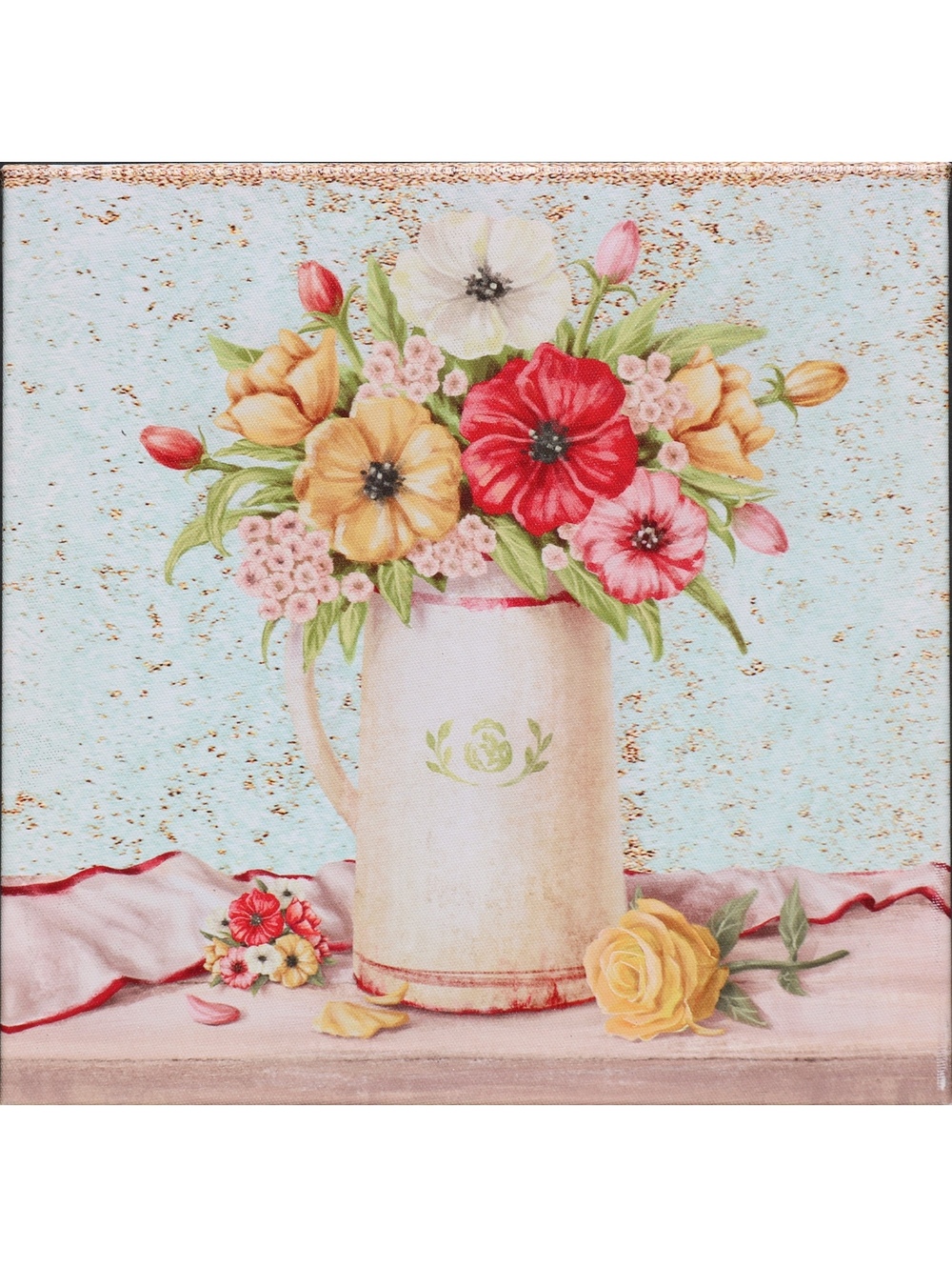 Bouquet flowers print on canvas still life floral painting